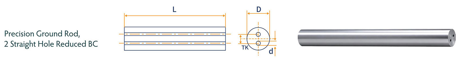 Precision Ground Rod,2 Straight Hole Centered Precision Ground Rod,2 Straight Hole Centered