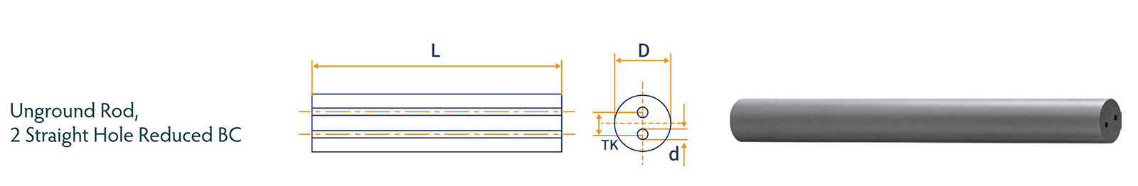Precision Ground Rod,2 Straight Hole Reduced BC Precision Ground Rod,2 Straight Hole Reduced BC